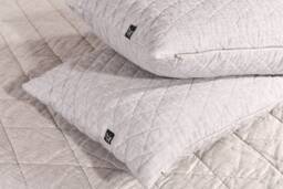 Quilted Linen Pillowcases - Set Of 2 Stonewashed Flax With Zipper