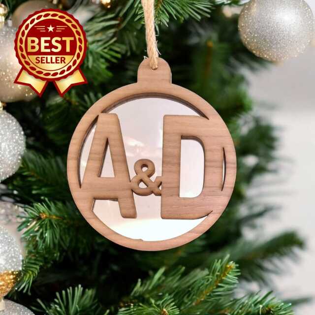 Personalised Initials Christmas Tree Decoration - Wood & Acrylic Option - Bespoke Shapes Sizes Made - image 1