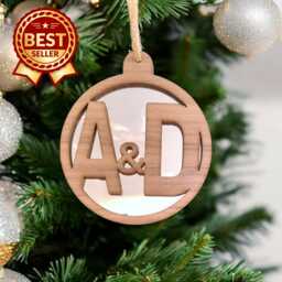 Personalised Initials Christmas Tree Decoration - Wood & Acrylic Option - Bespoke Shapes Sizes Made - thumbnail 1