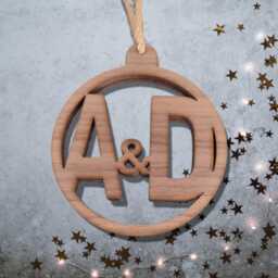 Personalised Initials Christmas Tree Decoration - Wood & Acrylic Option - Bespoke Shapes Sizes Made - thumbnail 2