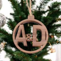 Personalised Initials Christmas Tree Decoration - Wood & Acrylic Option - Bespoke Shapes Sizes Made - thumbnail 3