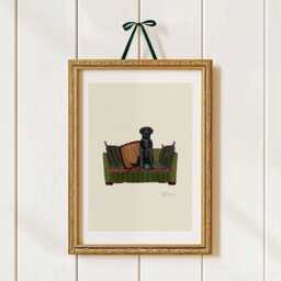 Black Labrador Print - Dogs On Chairs Collection 5x7 Inches/A5 A4 A3 - thumbnail 2