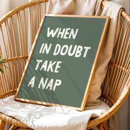 When in Doubt Take A Nap, Unframed Card Art Print, Funny Bedroom Wall Decor, Above Bed Green & Cream - thumbnail 3