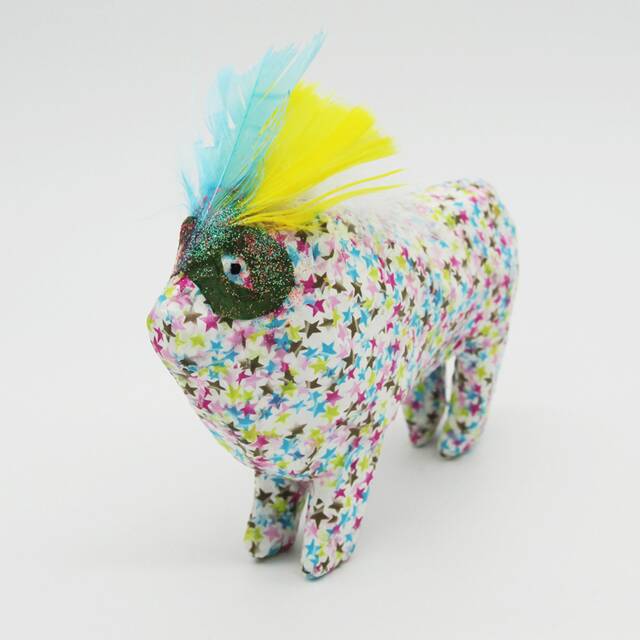Paper Mache Pink & Blue Lion - image 1