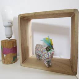 Paper Mache Pink & Blue Lion - thumbnail 3