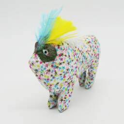 Paper Mache Pink & Blue Lion - thumbnail 1
