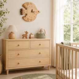 Wooden Bird Wall Clock, Moon & Stars Nursery Decor, Kids Room Woodland Playroom Decor - thumbnail 4