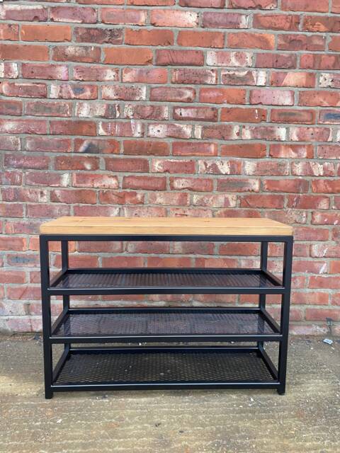 Shoe Rack - Industrial Metal Shoe Rack -Shoe Store Wooden Organiser - image 1