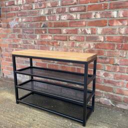 Shoe Rack - Industrial Metal Shoe Rack -Shoe Store Wooden Organiser - thumbnail 2