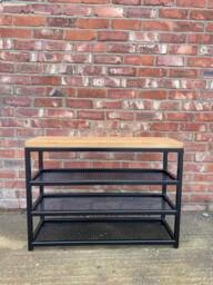 Shoe Rack - Industrial Metal Shoe Rack -Shoe Store Wooden Organiser