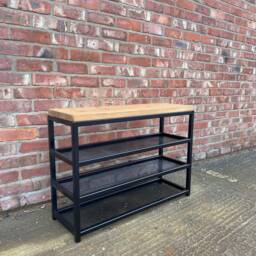 Shoe Rack - Industrial Metal Shoe Rack -Shoe Store Wooden Organiser - thumbnail 3