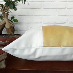 Metallic Gold Faux Leather Pillow Cover Modern Home Decor - 16x16 Inch - thumbnail 3