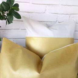 Metallic Gold Faux Leather Pillow Cover Modern Home Decor - 16x16 Inch - thumbnail 4