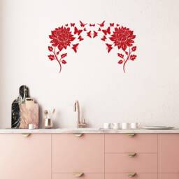 Flowers Vinyl Wall Decal Butterflies Home Decor Ideas Room Interior Stickers Mural - #2940Di - thumbnail 2