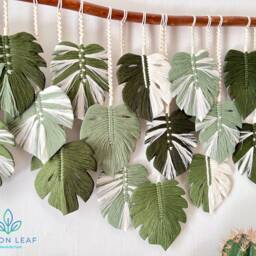 Monstera Leaf Wall Hanging Macrame, Large Macrame Art, Tapestries, Painting On The - thumbnail 4