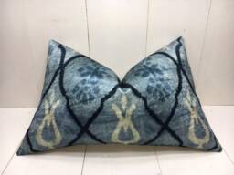Ikat Pillow Cover, 16x24 Handwoven Silk Accent Cushion - thumbnail 1