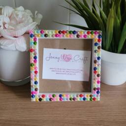 Colourful Acrylic Pearl Flatbacks Square Photo Frame 4 X Inches - thumbnail 3