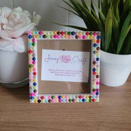 Colourful Acrylic Pearl Flatbacks Square Photo Frame 4 X Inches - thumbnail 1