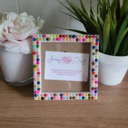 Colourful Acrylic Pearl Flatbacks Square Photo Frame 4 X Inches - thumbnail 4