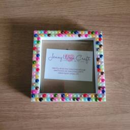 Colourful Acrylic Pearl Flatbacks Square Photo Frame 4 X Inches - thumbnail 2