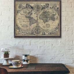 1626 Old World Map Historic Antique Style Wanderlust Fine Print Old Map Of The World Wall Decor Housewarming Gift - thumbnail 4