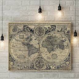 1626 Old World Map Historic Antique Style Wanderlust Fine Print Old Map Of The World Wall Decor Housewarming Gift - thumbnail 2