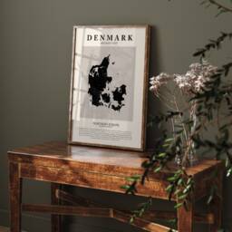 Denmark Map Vintage Abstract Wall Art Print Picasso + Matisse Inspired Travel Poster - thumbnail 1