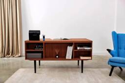 Desk in A Minimalist Scandinavian Style Made Of Veneered Oak Wood - Teak Colour T-B01