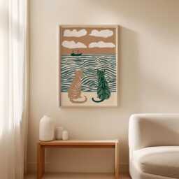 Coastal Cats Poster, Seaside Cat Print, Nautical Wall Art - thumbnail 2