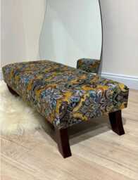 Mustard Floral Upholstered Ottoman Footstool, Chesterfield Style