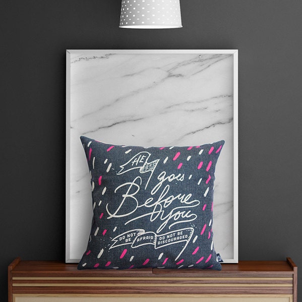 He Goes Before You - Premium Thick Cotton Linen Pillow Cushion Cover Bible Verses Christian - image 1