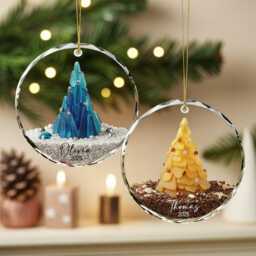 Personalized Seaglass Christmas Tree Ornament, Ceramic Family Gift, Glass Ocean Holiday Keepsake - thumbnail 3