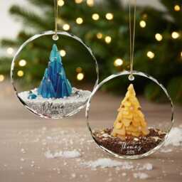 Personalized Seaglass Christmas Tree Ornament, Ceramic Family Gift, Glass Ocean Holiday Keepsake - thumbnail 2