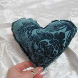 stuffed Heart Mini Pillow With Antique Silk Crazy Quilt Over 100 Years Old Embroidered // Pin Cushion Knob Hanger Home Decor 19Th Century - thumbnail 4