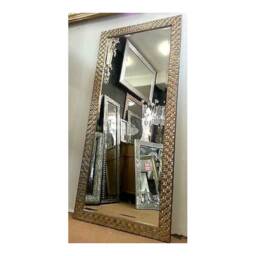 Large Wall Mirror Wood Square Mosaic Design Frame Champagne Or Antique Silver Colour Bevelled Edge 167x76cm - 66x30 Inches