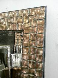 Large Wall Mirror Wood Square Mosaic Design Frame Champagne Or Antique Silver Colour Bevelled Edge 167x76cm - 66x30 Inches - thumbnail 3