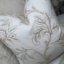 Handmade Embroidered Cushion Cover - Acanthus Fabric By John Lewis Double Sided Natural Home Decor - thumbnail 3