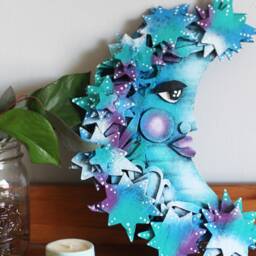 Handcrafted Moon & Stars Nursery Wall Decor Recycled Cardboard Sculpture - thumbnail 2