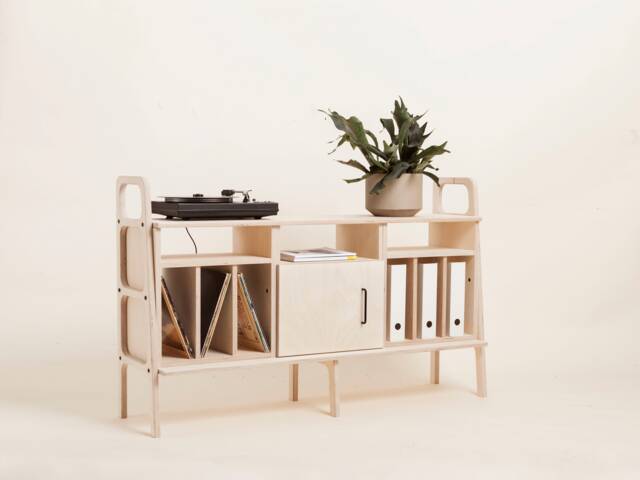 Vinyl Cabinet, Media Record Player Stand, Tv Media Console, Midcentury Modern Scandinavian Sideboard, Home Office - image 1