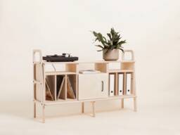 Vinyl Cabinet, Media Record Player Stand, Tv Media Console, Midcentury Modern Scandinavian Sideboard, Home Office - thumbnail 1