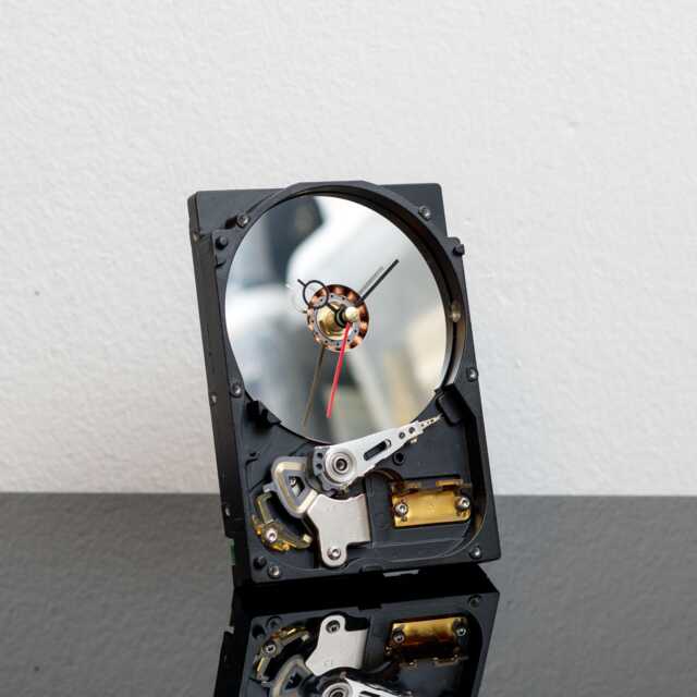 Gamer Christmas Gift, Recycled Hard Drive Desk Clock, Tech Engineer Decor, Unique Home Accent For Him - image 1