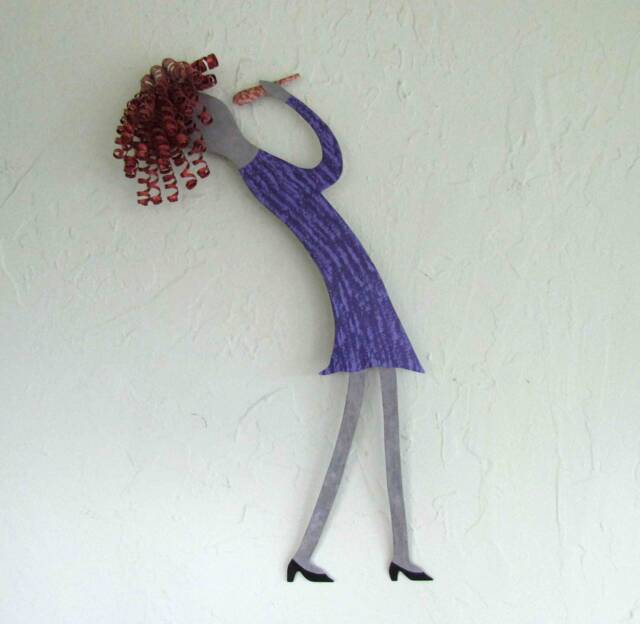 Reclaimed Metal Singer Wall Art Music Room Sculpture - 12x20 - image 1