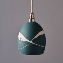 Neptune Green Wave Porcelain Pendant Wall Lamp - thumbnail 2