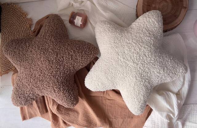 star Pillow - Decorative Pillows Teddy Boucle Room Decor Plush Living Or Nursery - image 1