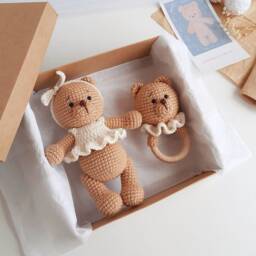 New Baby Girl Gift Basket Baby Shower Box For Newborn Bear Toddler Toys - thumbnail 2