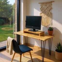 Handmade Reclaimed Wood Monitor Stand With Storage Rustic Desk Riser - thumbnail 2
