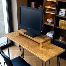Handmade Reclaimed Wood Monitor Stand With Storage Rustic Desk Riser