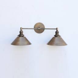 Brass Wall Sconce Light With Brass Shade-Minimal Light - Double Shade Sconce, Ul Listed, No.0379 - thumbnail 2