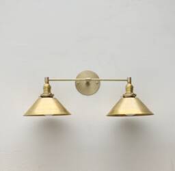 Brass Wall Sconce Light With Brass Shade-Minimal Light - Double Shade Sconce, Ul Listed, No.0379 - thumbnail 1