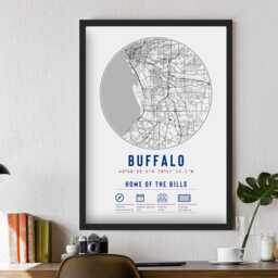 Buffalo Bills Stadium Unique Map Print Framed Gift - For Him Dad Brother Granddad Uncle American Football Poster Decor Stylish - thumbnail 2